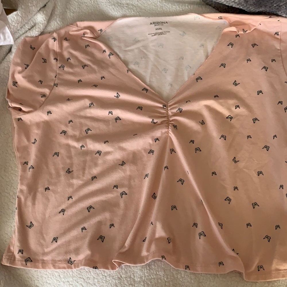 Pink butterfly crop top